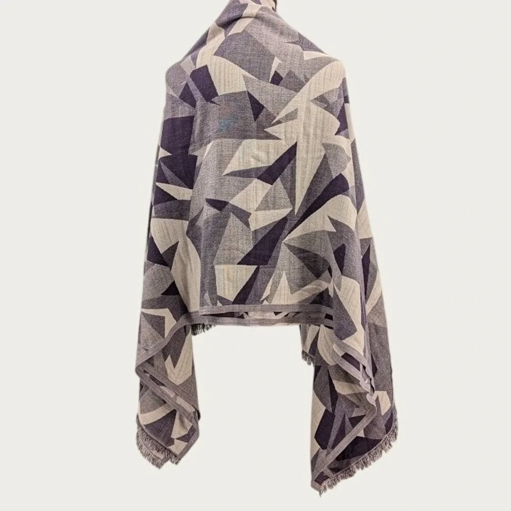 Lululemon Sit In Silence Scarf Wrap Oversized Silk Wool Geometric Arm Holes